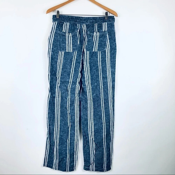 Old Navy Linen Blend Striped Wide Leg Pants Blue S - Picture 6 of 8